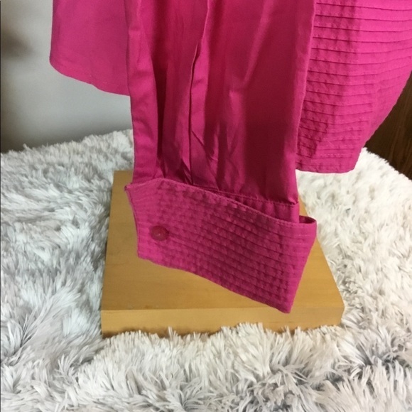 Ravel Large brighter pink cut out neckline long sleeve button down - Picture 2 of 14